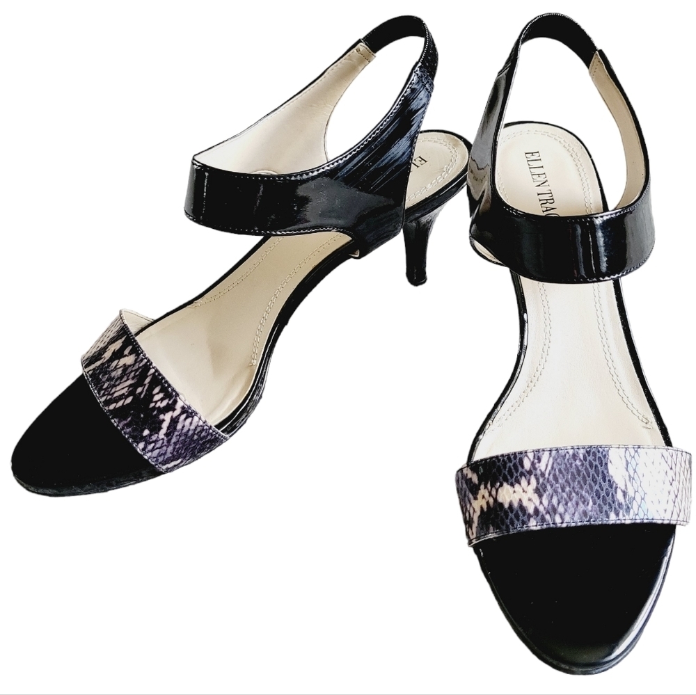 Ellen Tracy snakeskin print high heel sandals size 10